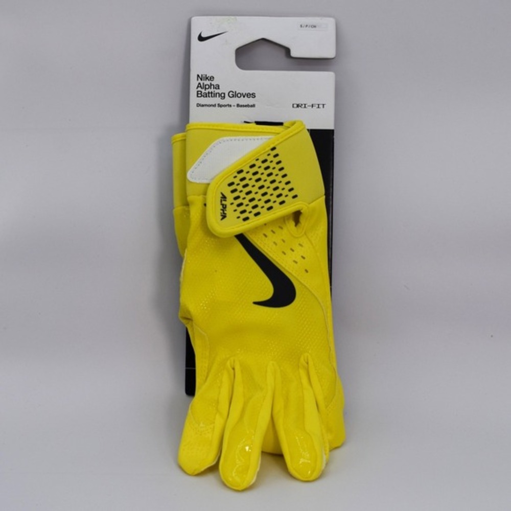Nike Alpha Dri-FIT Baseball Batting Gloves Unisex‎ Size Small Yellow Black NEW